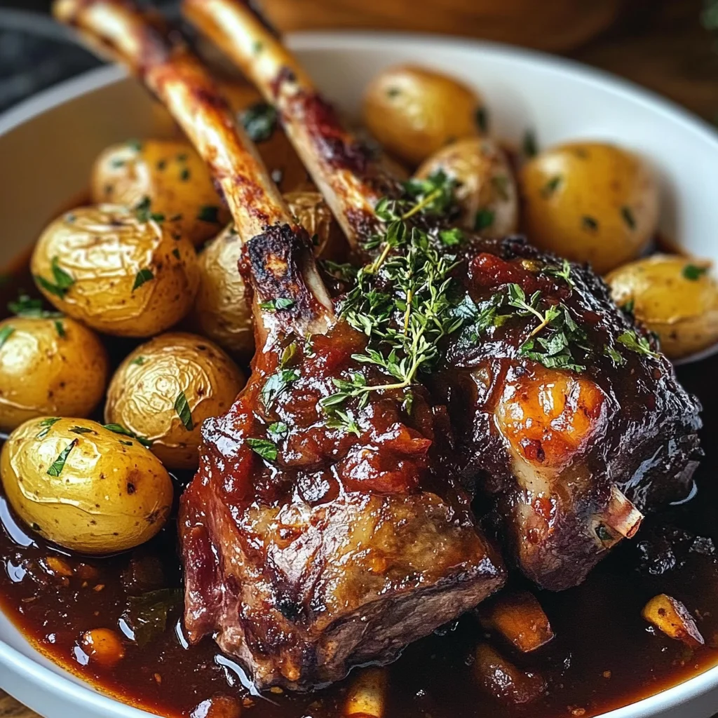 Red Wine & Herb Lamb Shanks with Roasted Potatoes