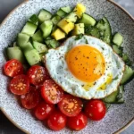 Sunny Egg with Avocado-Cucumber Tomato Salad