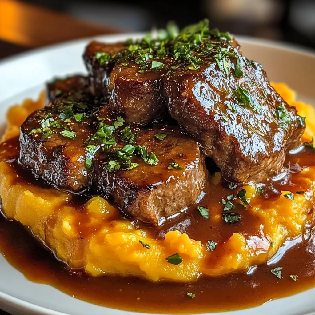 Apple Cider beef with Mashed Sweet Potatoes Recipe