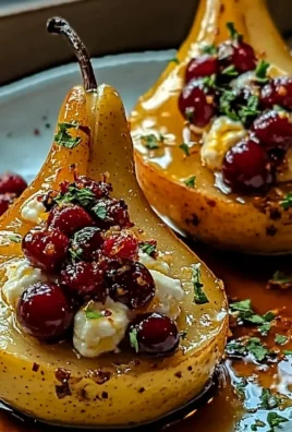 Baked Pears with Goat Cheese, Honey, and Cranberries