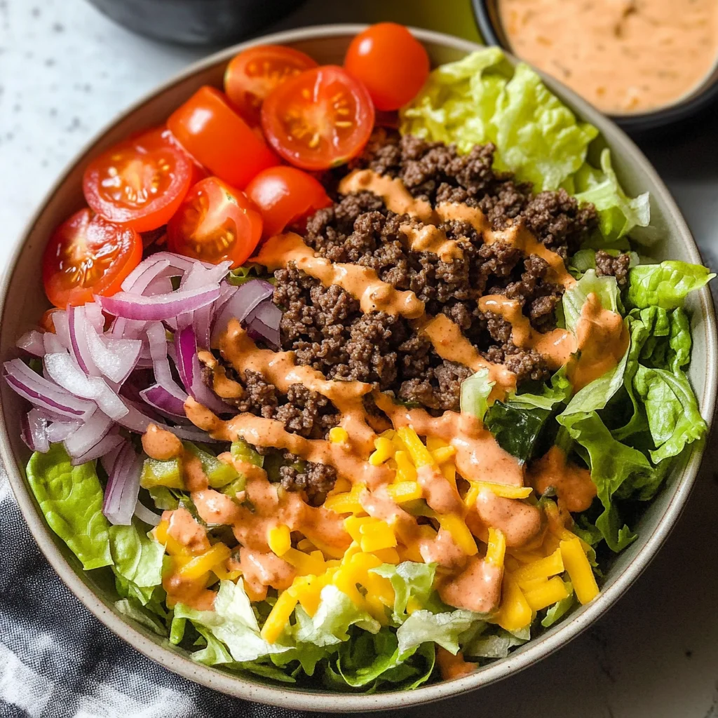 Burger Salad Bowl with Special Sauce Dressing