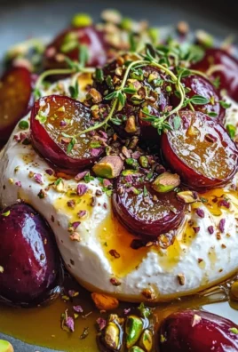 Burrata with Roasted Plums, Pistachios & Thyme