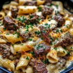 Decadent Beef and Pasta in Creamy Garlic Alfredo