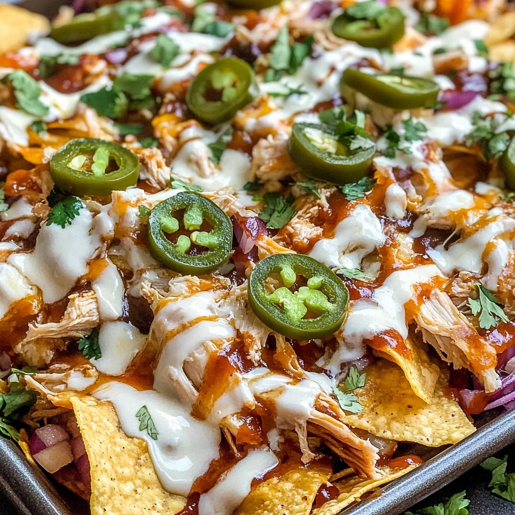 Easy Sheet Pan BBQ Chicken Nachos