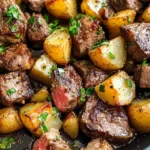 Garlic Butter Steak Bites and Potatoes