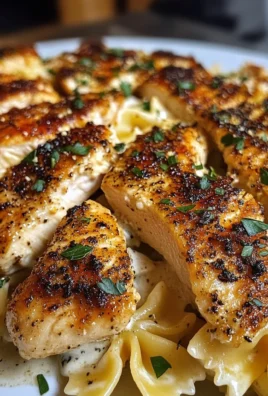 Garlic Chicken with Cheesy Bowtie Alfredo