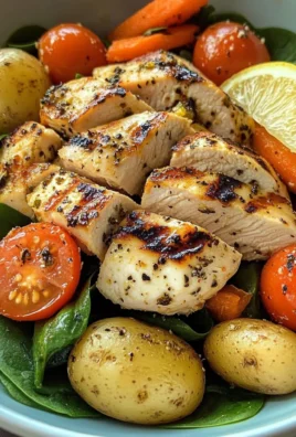 Grilled Chicken & Root Veggie Bowl with Spinach & Lemon
