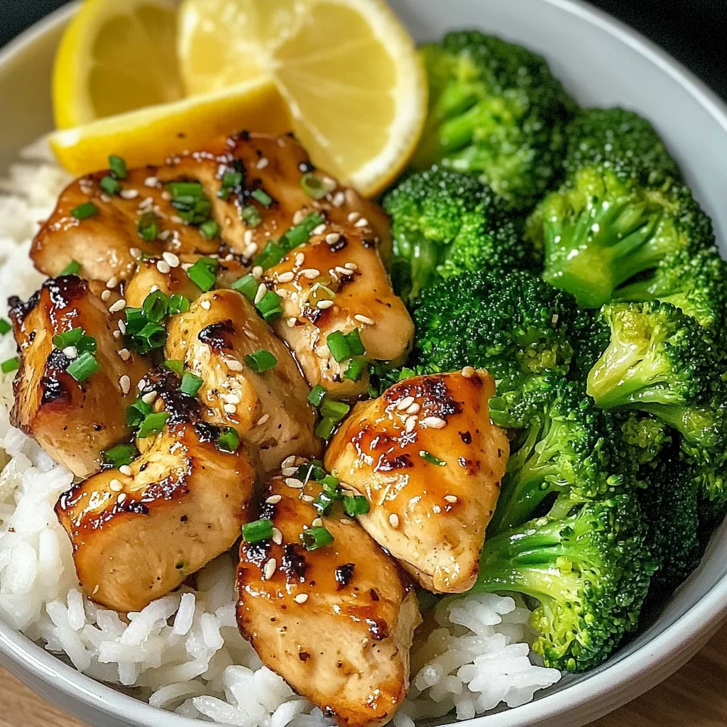 Lemon Garlic Chicken Bowl with Broccoli & Jasmine Rice