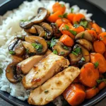 Savory Chicken Stir-Fry with Mushrooms, Carrots & Rice