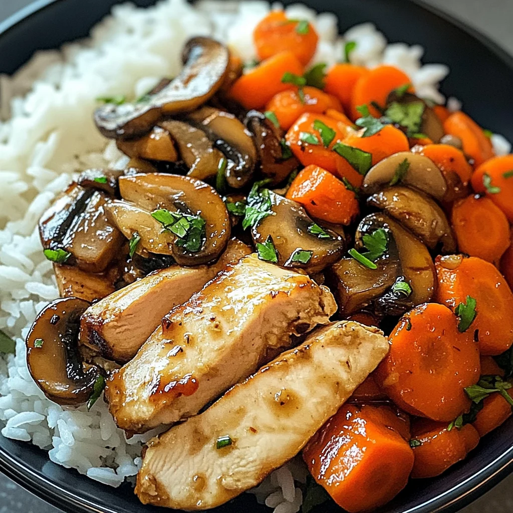 Savory Chicken Stir-Fry with Mushrooms, Carrots & Rice