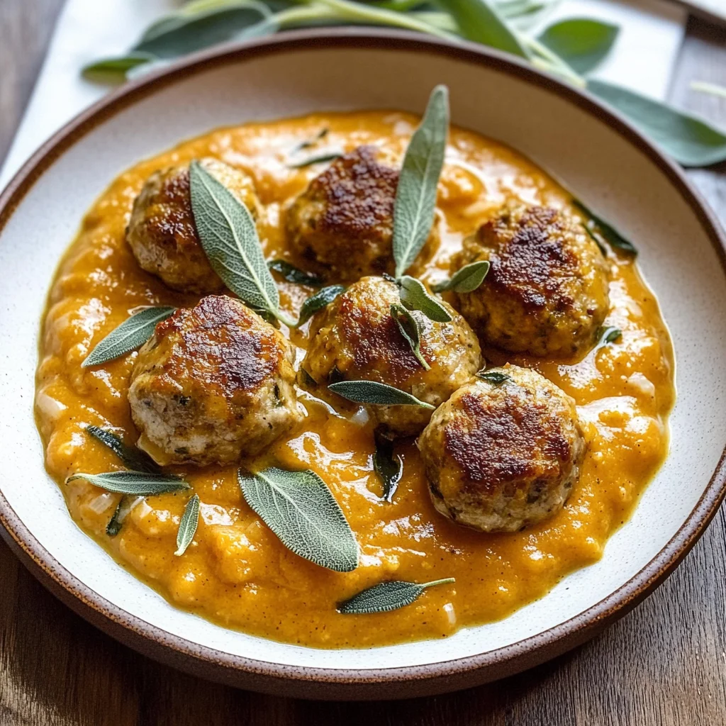 Turkey Meatballs in Pumpkin Sage Sauce