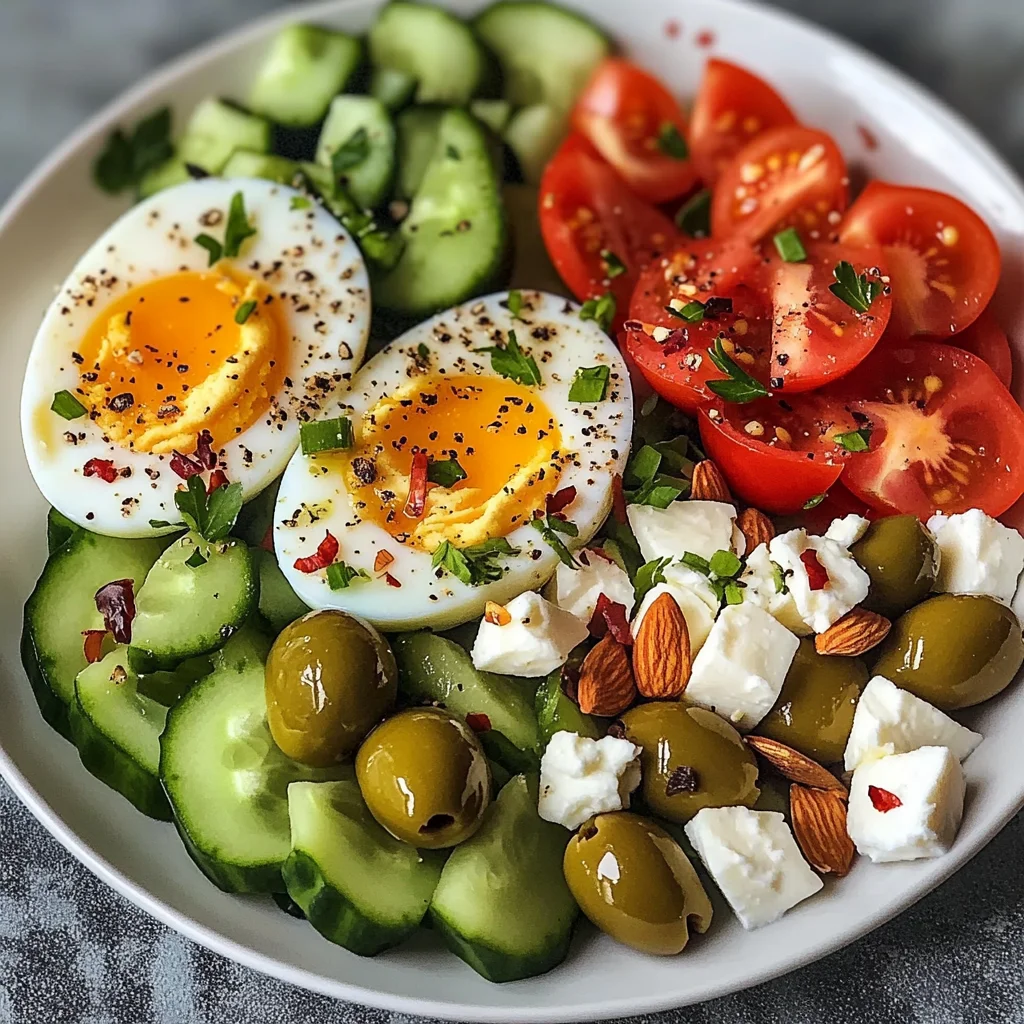 Turkish-Style Protein Plate with Eggs, Feta & Veggies