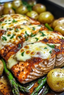 Baked Cajun Salmon with Cheesy Asparagus & Garlic Potatoes