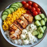 Chicken and Veggie Rice Bowl with Mozzarella