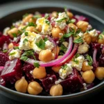 Chickpea, Beet & Feta Salad with Lemon-Garlic Vinaigrette