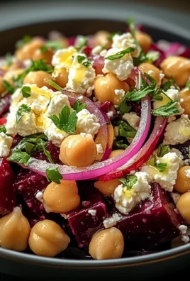 Chickpea, Beet & Feta Salad with Lemon-Garlic Vinaigrette