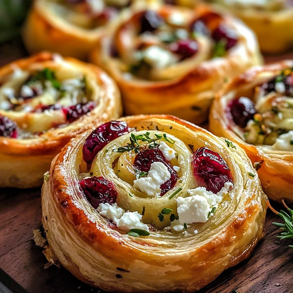 Cranberry Cream Cheese Pinwheels with Feta & Herbs