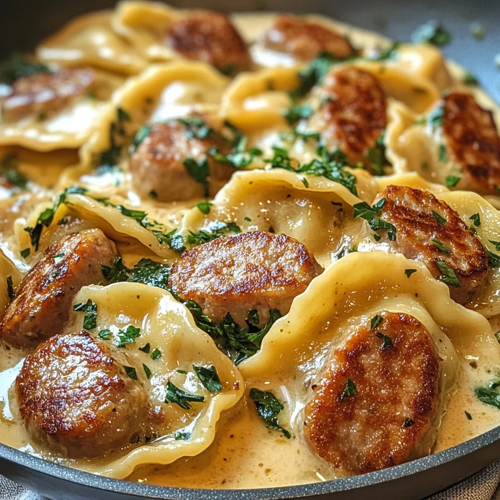 Creamy Pierogi and Turkey Sausage Skillet 🥟🦃