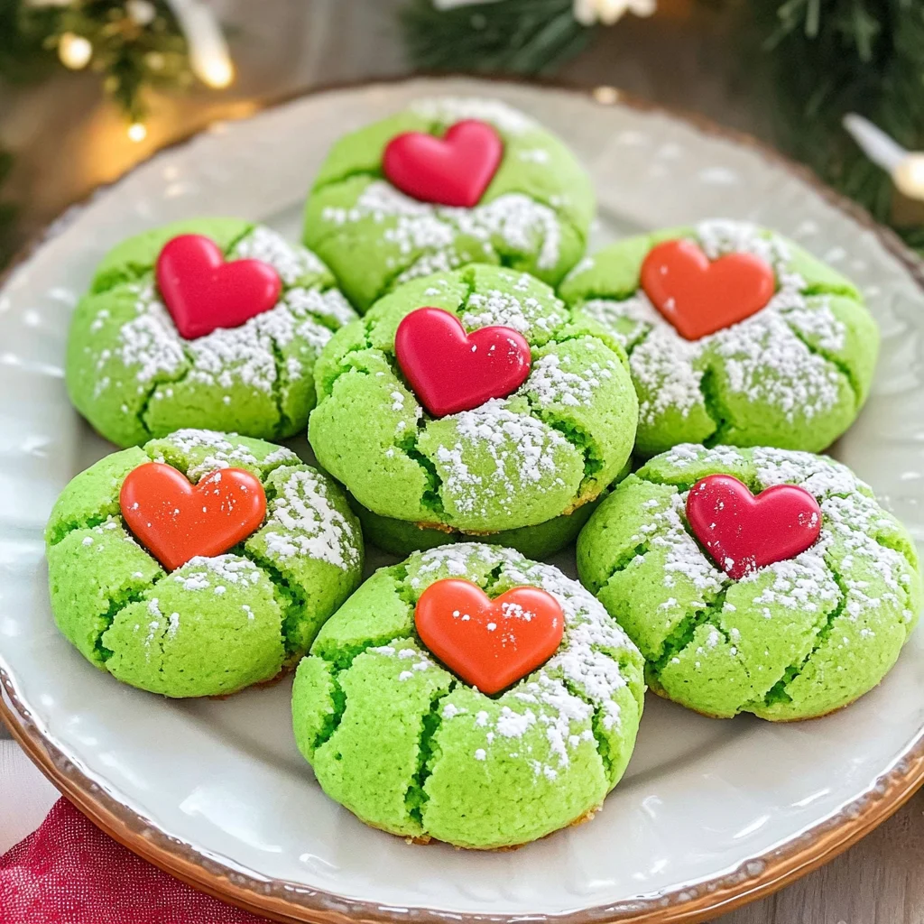 Grinch Heart Cake Mix Cookies