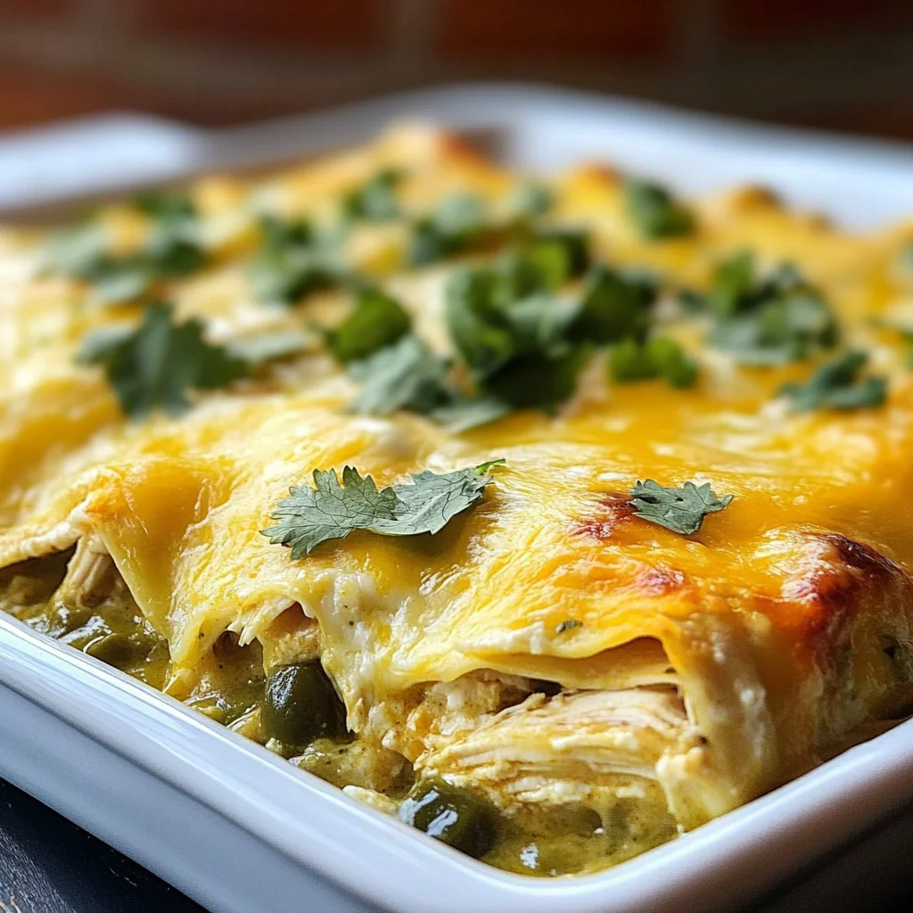 Quick and Easy Green Chile Chicken Enchilada Casserole