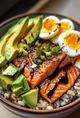 Salmon, Brown Rice & Soft-Boiled Egg Bowl with Avocado
