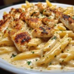 Spicy Garlic Chicken Penne in Velveeta Alfredo