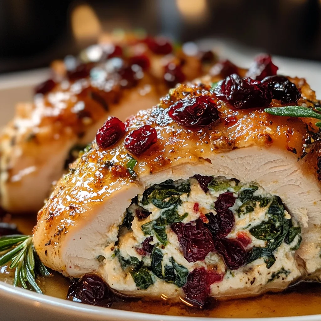 Spinach & Cranberry Stuffed Chicken Breasts