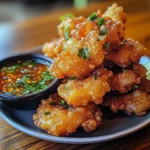 Vietnamese Style Shrimp Fritters with Nuoc Cchicken chicken ham Dipping Sauce