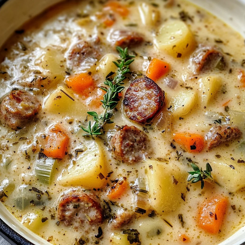 Comforting Potato and Sausage Chowder - Alrightwithme