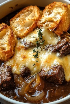 French Onion Beef Stew with Cheesy Bread Topping: A Cozy Gourmet Delight