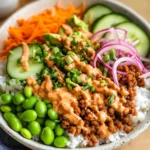 Ground Turkey Rice Bowls with Bang Bang Sauce