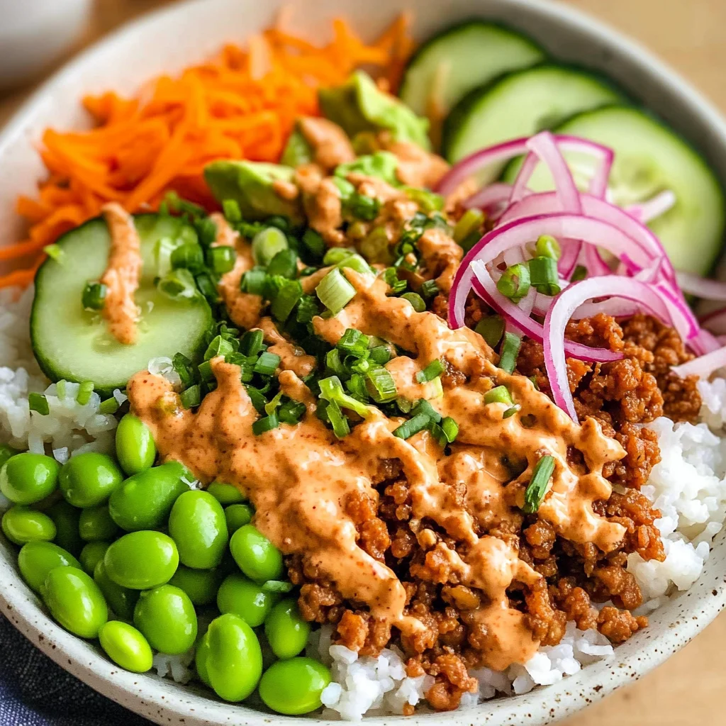 Ground Turkey Rice Bowls with Bang Bang Sauce