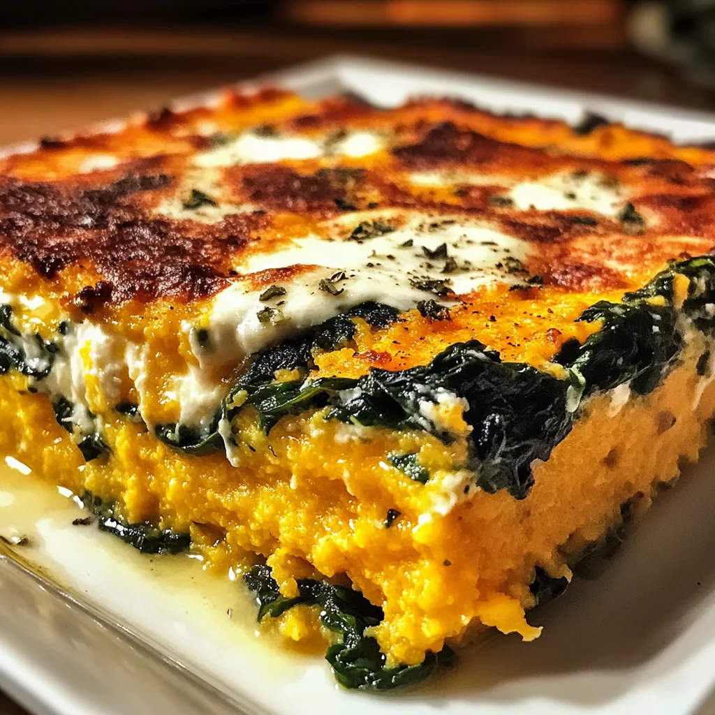 Pumpkin Spinach Polenta Casserole is a must-try dish!