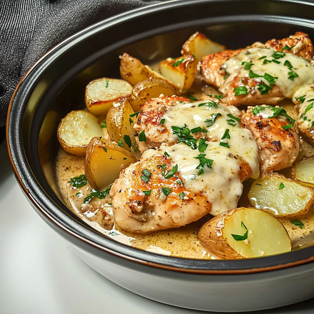 Slow Cooker Parmesan Garlic Chicken and Potatoes