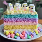 Easter Peep Cake with Multi-Colored Layers