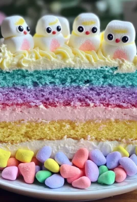 Easter Peep Cake with Multi-Colored Layers