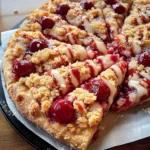 Cherry Dessert Pizza with Cherry Pie Filling and Crumble Topping Recipe