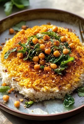 Crispy Persian Rice (Tahdig) with Spiced Golden Chickpeas