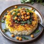 Crispy Persian Rice (Tahdig) with Spiced Golden Chickpeas