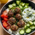 Gyro Bowls: Meatballs with Tzatziki and Zesty Lemon Rice