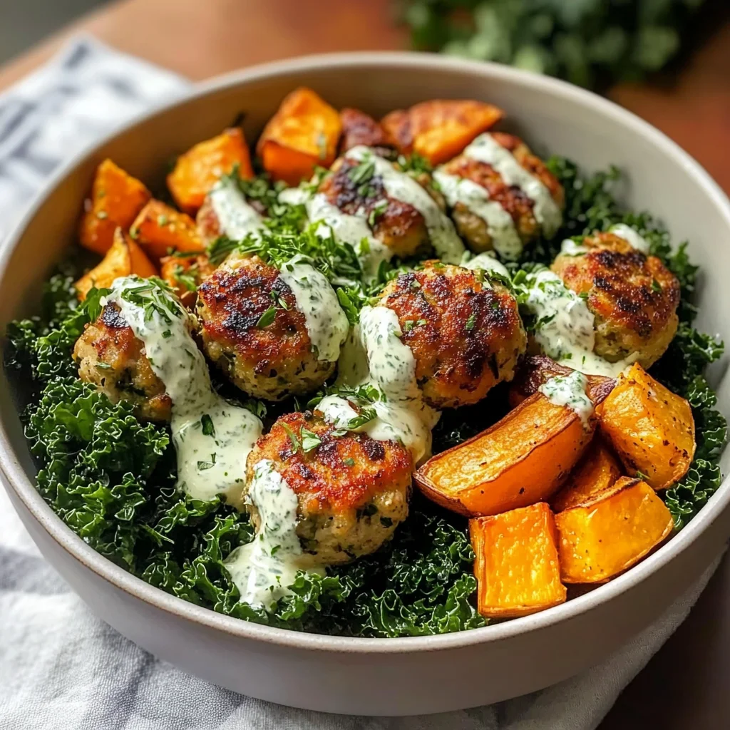 Mediterranean Herby Chicken Meatball Bowl - theamazingfood