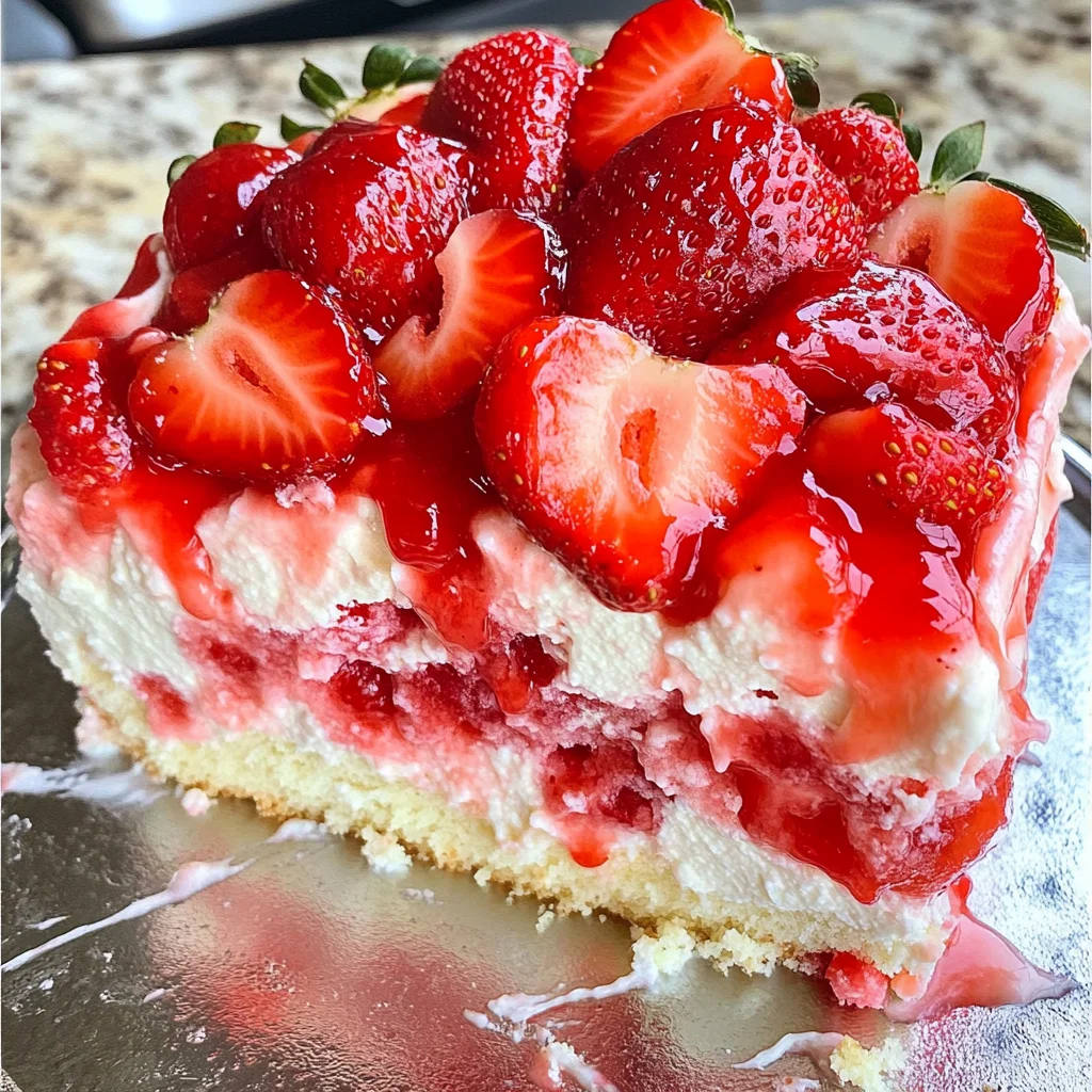 Strawberry Cheesecake Poke Cake
