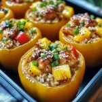 Teriyaki Pineapple Chicken and Rice Stuffed Peppers Delight