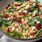 Balsamic Orzo Salad with Spinach, Feta & Sundried Tomatoes - FlirtyFood