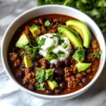 Bison Chili with Black Beans and Lime Crema