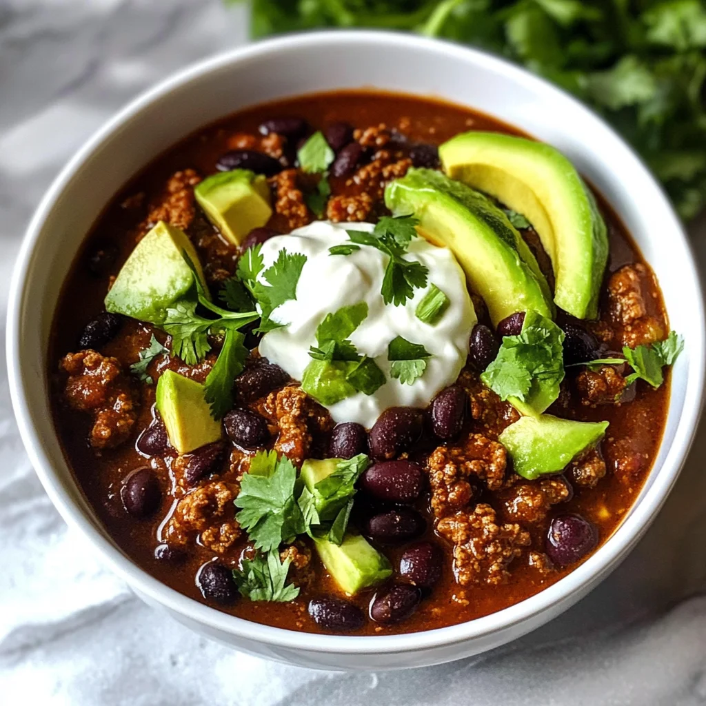 Bison Chili with Black Beans and Lime Crema