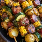 Cowboy Butter Kielbasa and Potato Skewers
