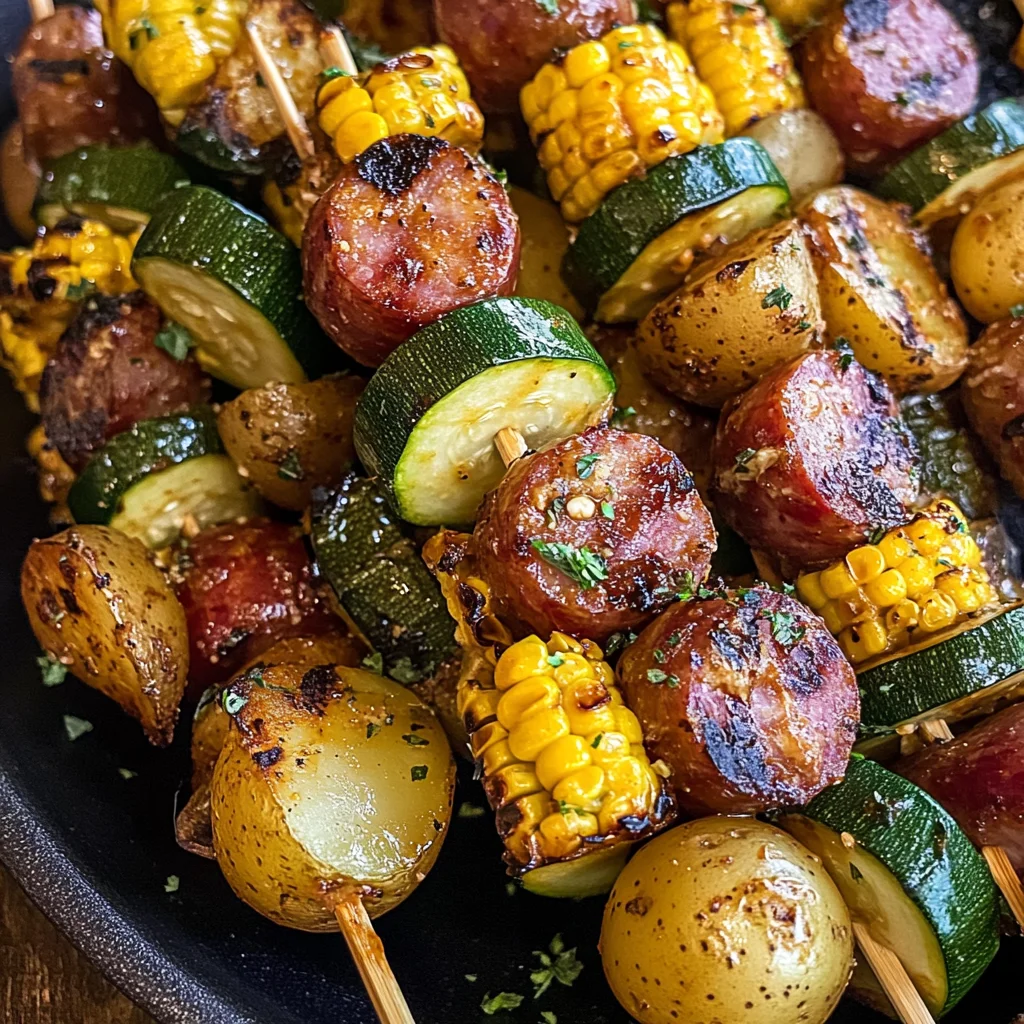Cowboy Butter Kielbasa and Potato Skewers