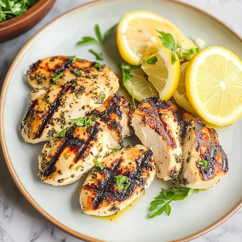 Grilled Lemon Herb Yogurt Marinated Chicken Breasts
