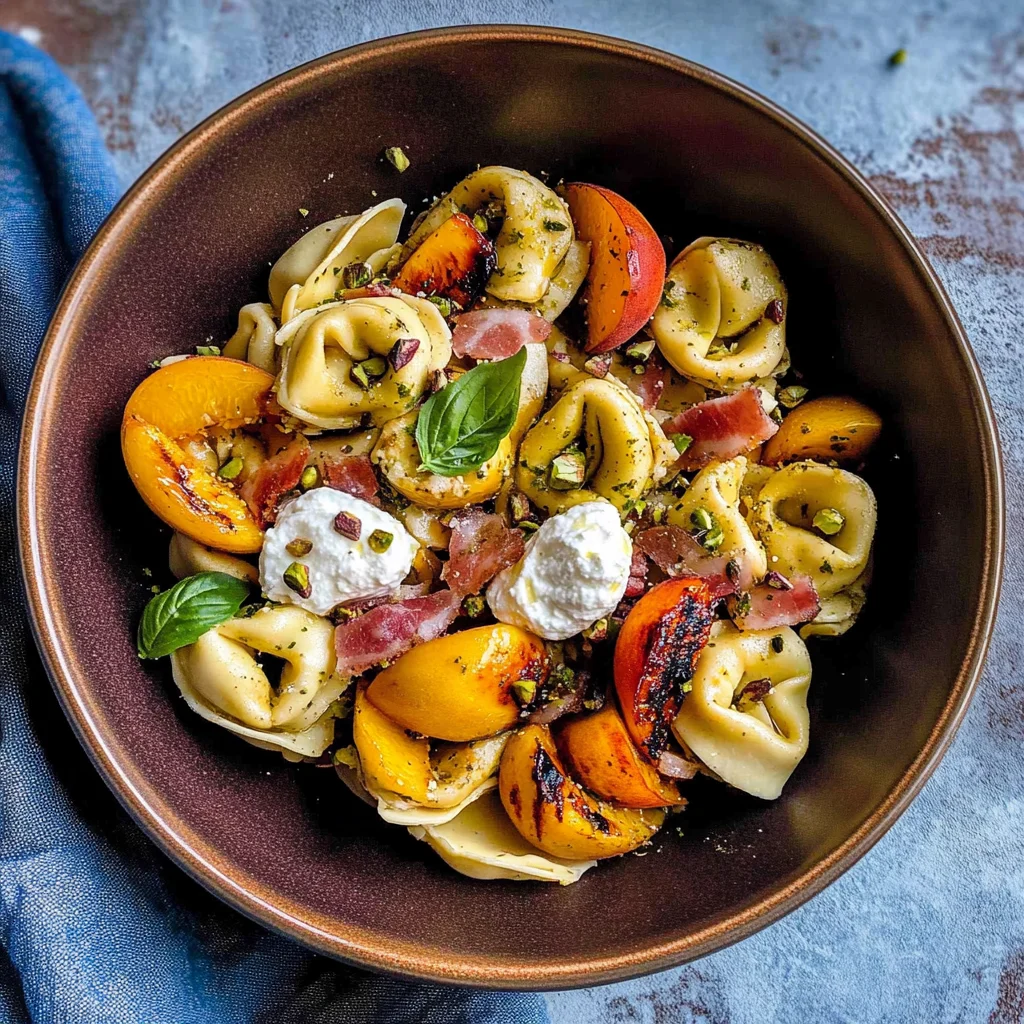 Tortellini Pasta Salad with Grilled Peaches